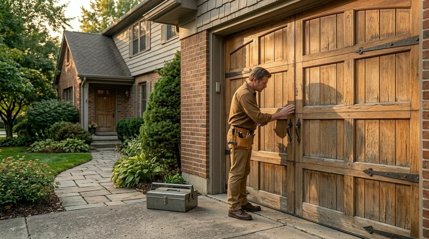 Garage door detail illustrating is that old gurnee garage door still worth fixing?