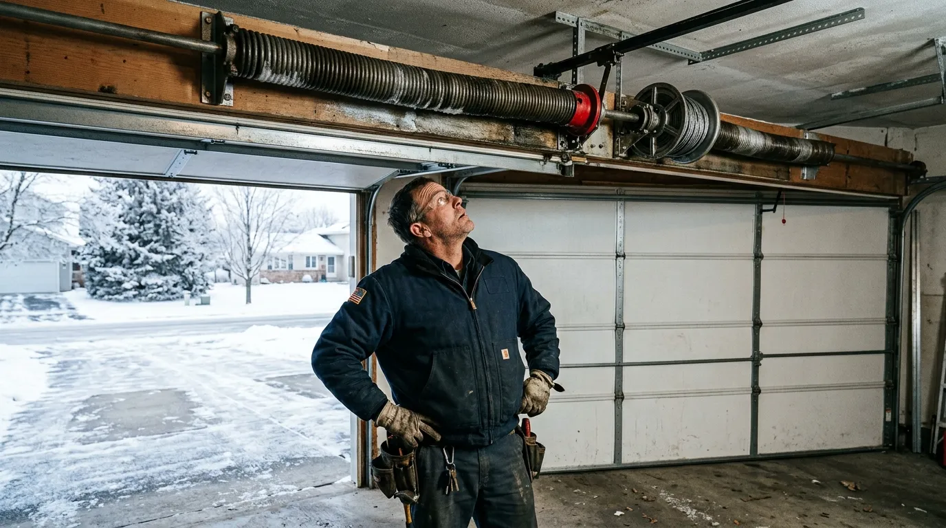 Garage door detail illustrating why safety sensors drift in gurnee garages