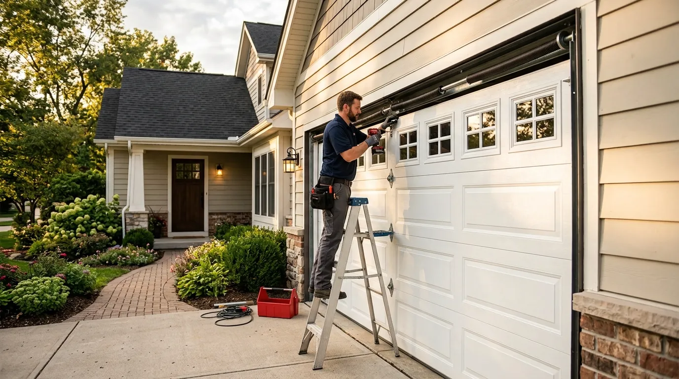 New residential garage door installed on a Gurnee Illinois home